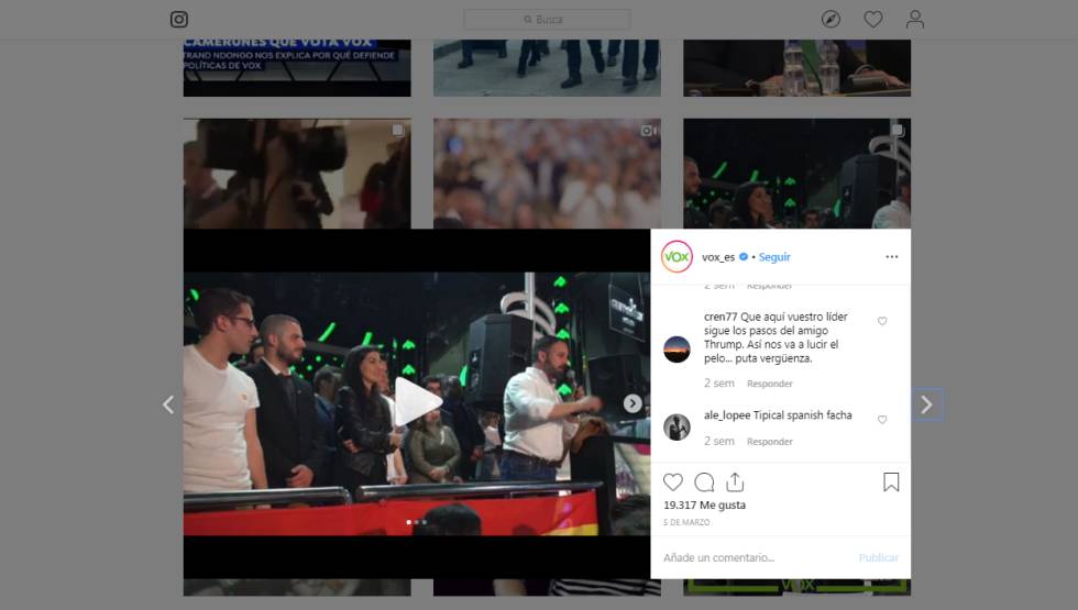 Publicación de la cuenta oficial de Vox en Instagram tras el evento de Vox
