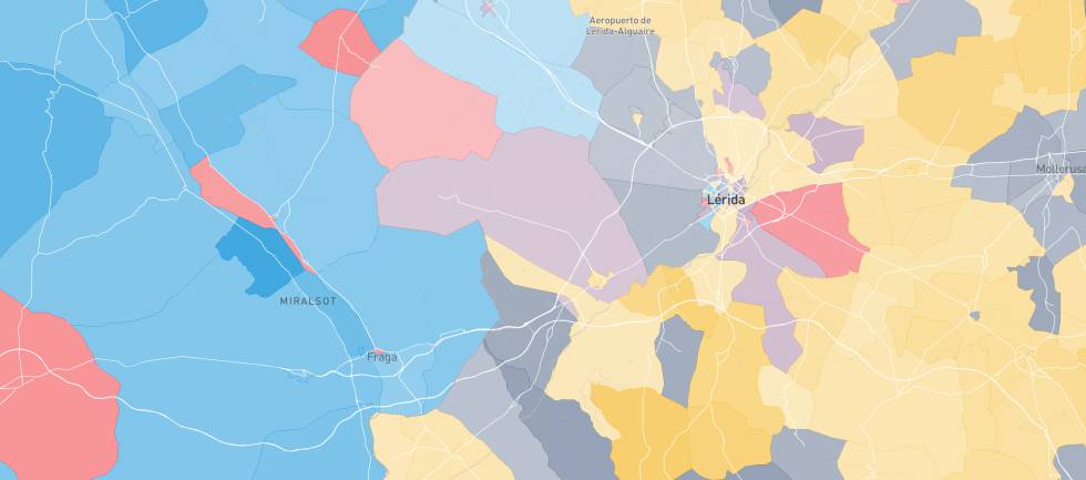 El mapa del voto en toda España por vecindario