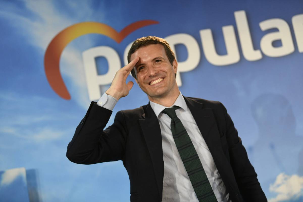 El presidente del Partido Popular, Pablo Casado, en un acto de su partido durante la campaña.rn
