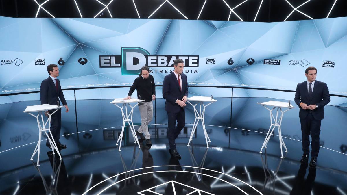 Los cuatro candidatos en el debate de Atresmedia.