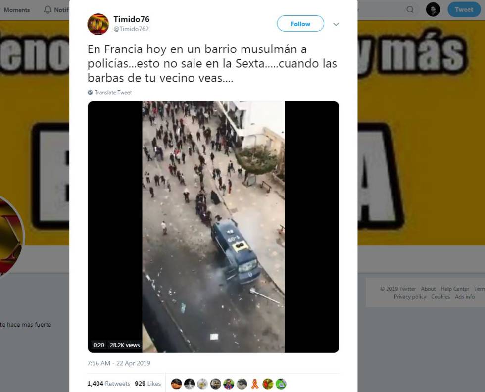 Tuit que promueve contenido falso amplificado por la red de cuentas afines a Vox