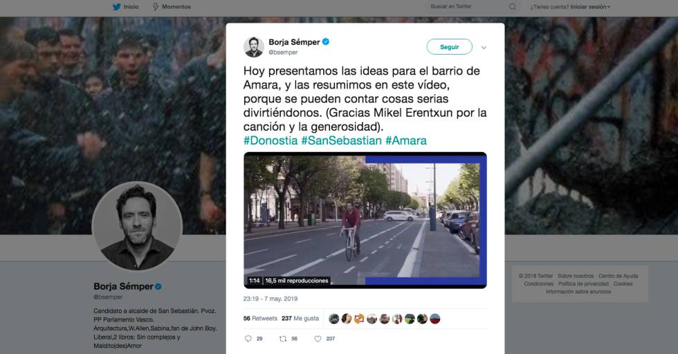 Borja Sémper versiona a Mikel Erentxun en su campaña para las elecciones municipales