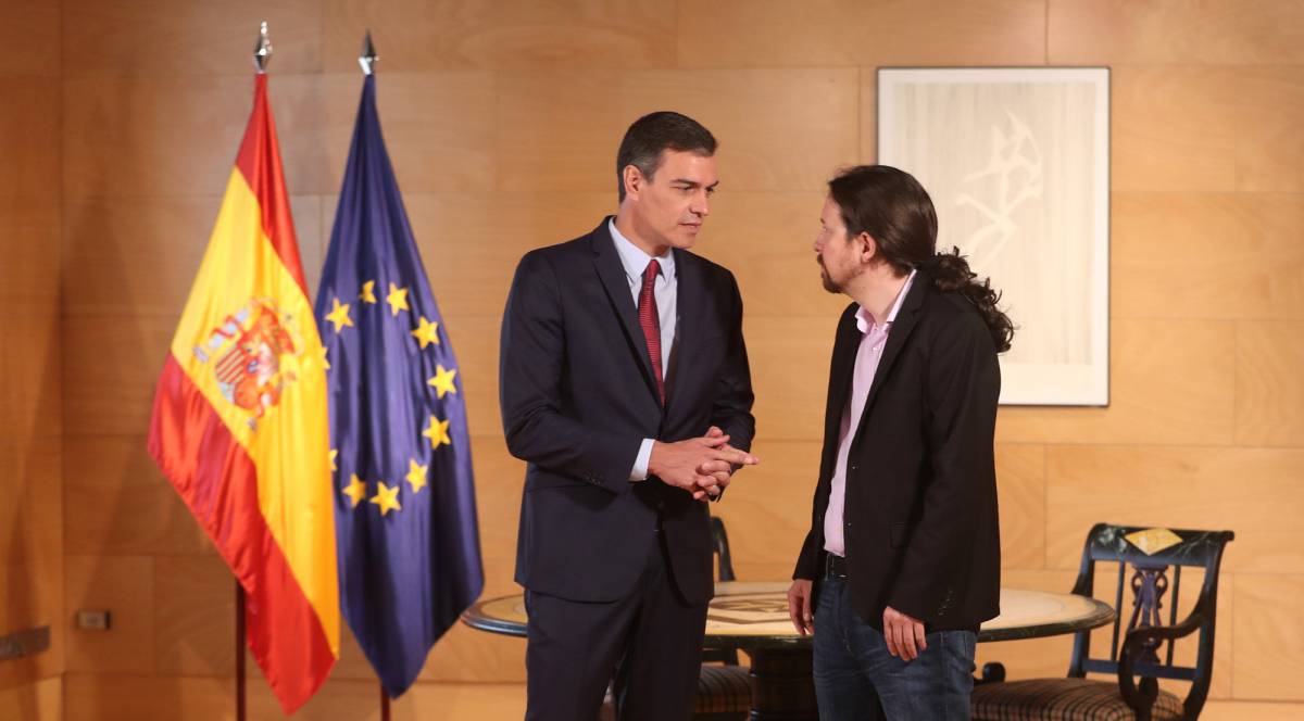 Pedro Sánchez y Pablo Iglesias, durante la reunión de este miércoles.