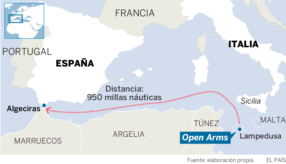 España ofrece sus puertos pero el ‘Open Arms’ ve inviable llegar