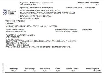 La Diputación de Ávila renuncia a los 150 euros que exigía a una asociación de familiares por buscar una fosa común