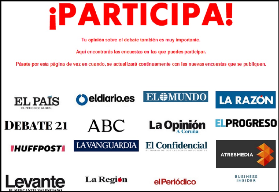La web del PSOE que pide el voto en encuestas en medios para Pedro Sánchez como ganador del debate