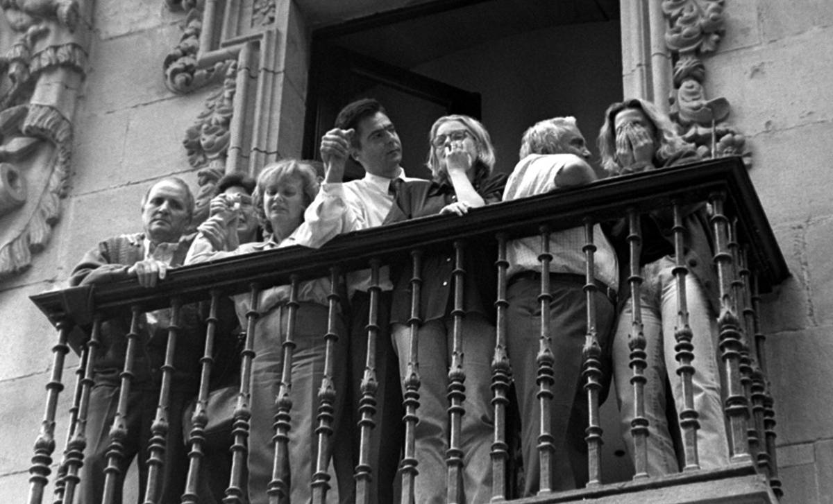 Los familiares del asesinado por ETA , Miguel Ángel Blanco, en el Ayuntamiento de Ermua (Vizcaya).