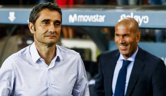 Valverde y Zidane en la ida de la Supercopa de España.