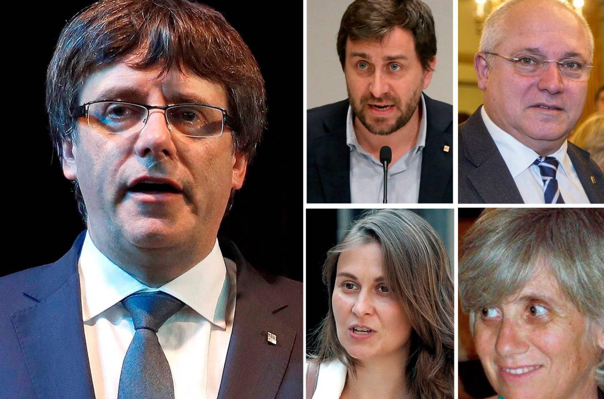 Carles Puigdemont y los cuatro exconsellers que viajaron con él a Bélgica.