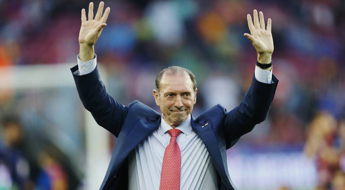 Quini, durante un homenaje recibido por el Barcelona en el Camp Nou.