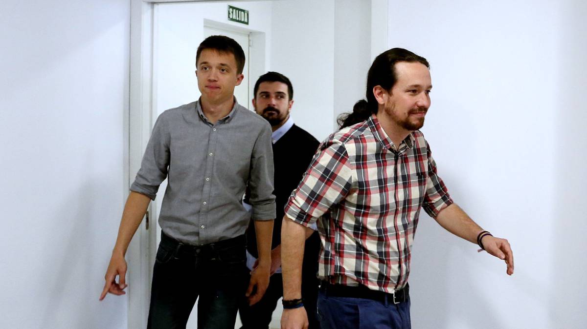 El secretario general de Podemos, Pablo Iglesias, Iñigo Errejón y Ramón Espinar, el pasado jueves.