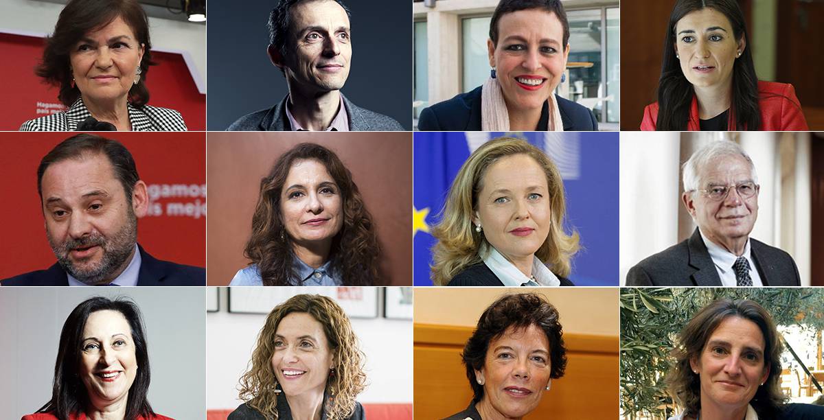 Los ministros del Gobierno de Pedro Sánchez