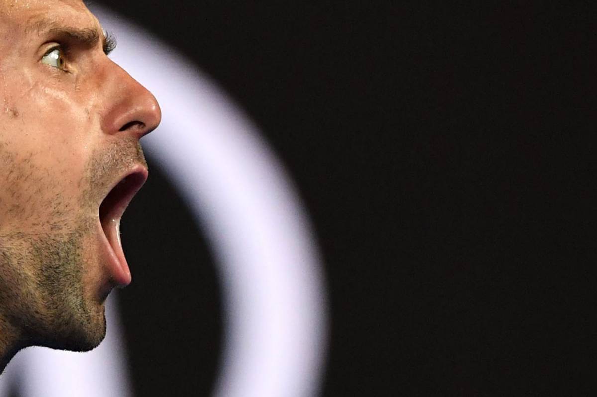 Djokovic celebra un punto durante la final contra Nadal en Melbourne.