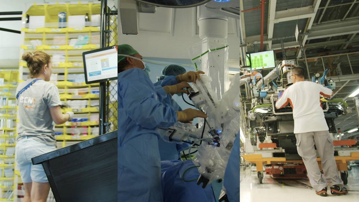 Entornos laborales robotizados en distintas empresas de Barcelona y Madrid.