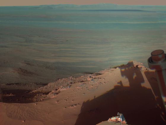 El cráter Endeavour, en Marte, fotografiado por el robot 'Opportunity'.