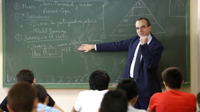 Una clase de Historia de la Filosofía en un instituto madrileño.