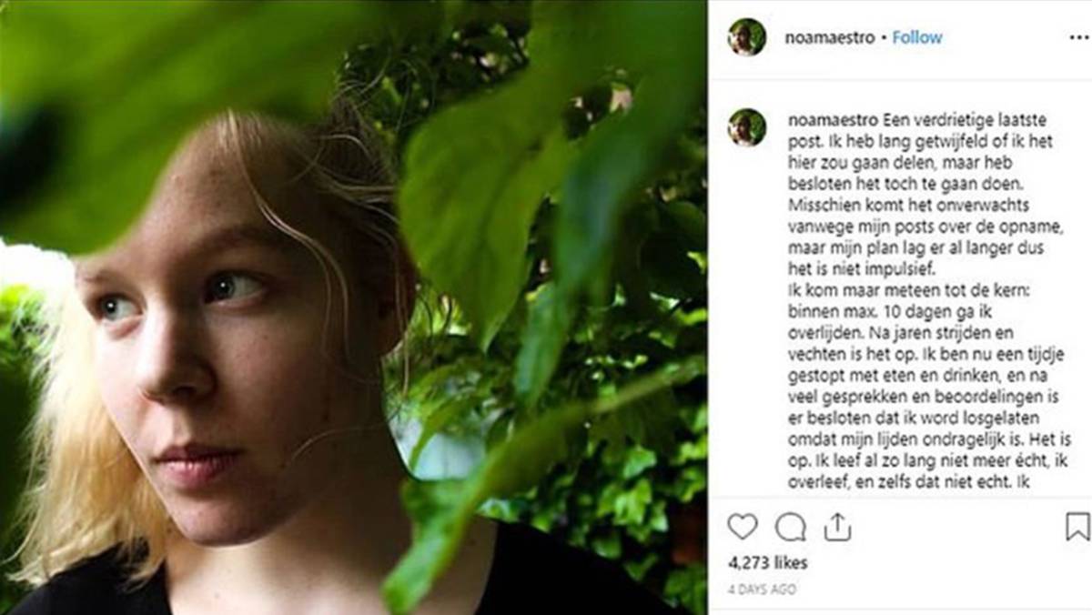 Captura del mensaje de despedida de Noa Pothoven en Instagram.