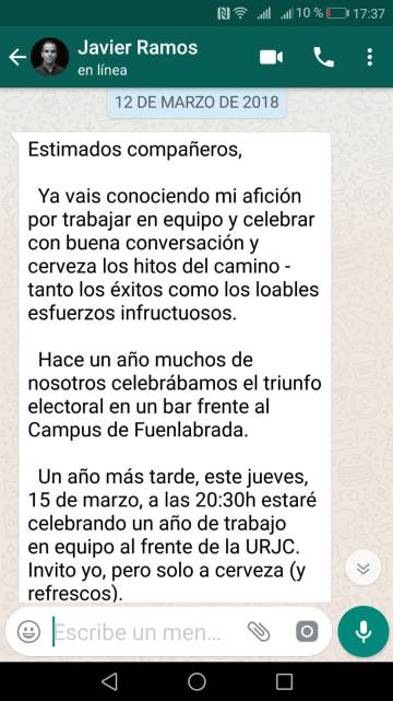 El falso ‘invito yo’ del rector de la Rey Juan Carlos: 933 euros de dinero público en pagar unas cañas