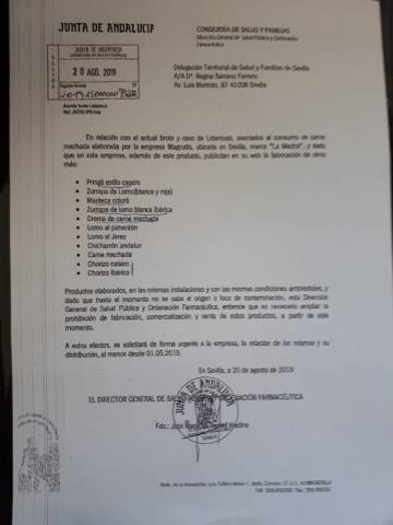 La Junta tardó ocho días en activar la alerta de los chorizos que comercializaba Magrudis