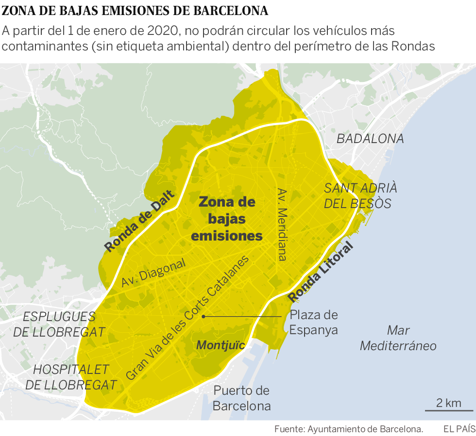 Barcelona aplica el mayor veto al coche contaminante