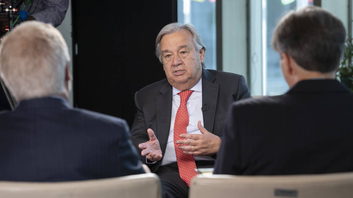 El secretario general de la ONU, António Guterres, durante la entrevista, en Nueva York.rn