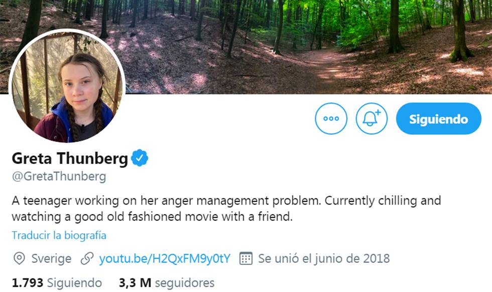 Greta Thunberg ha cambiado su biografía de Twitter con las palabras de Trump.