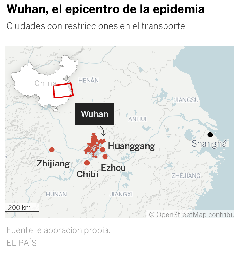China amplía la cuarentena por el coronavirus a otras cuatro ciudades y aísla a 21 millones de personas