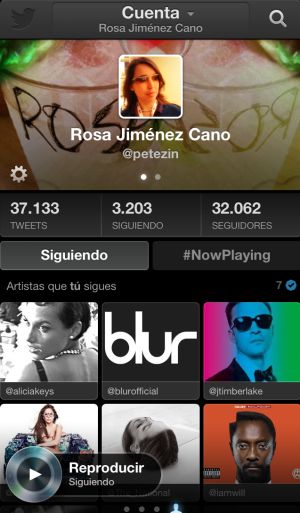 Twitter Music en un iPhone.
