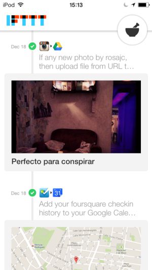 Ejemplo de historial de recetas usadas.