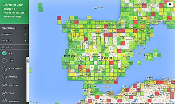 Cuanto más verde, mayor velocidad de la conexión móvil. El mapa se basa en la geolocalización de los usuarios de Netradar.