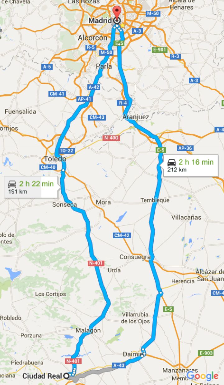 ¿Qué carretera es mejor para ir de Madrid a Ciudad Real?