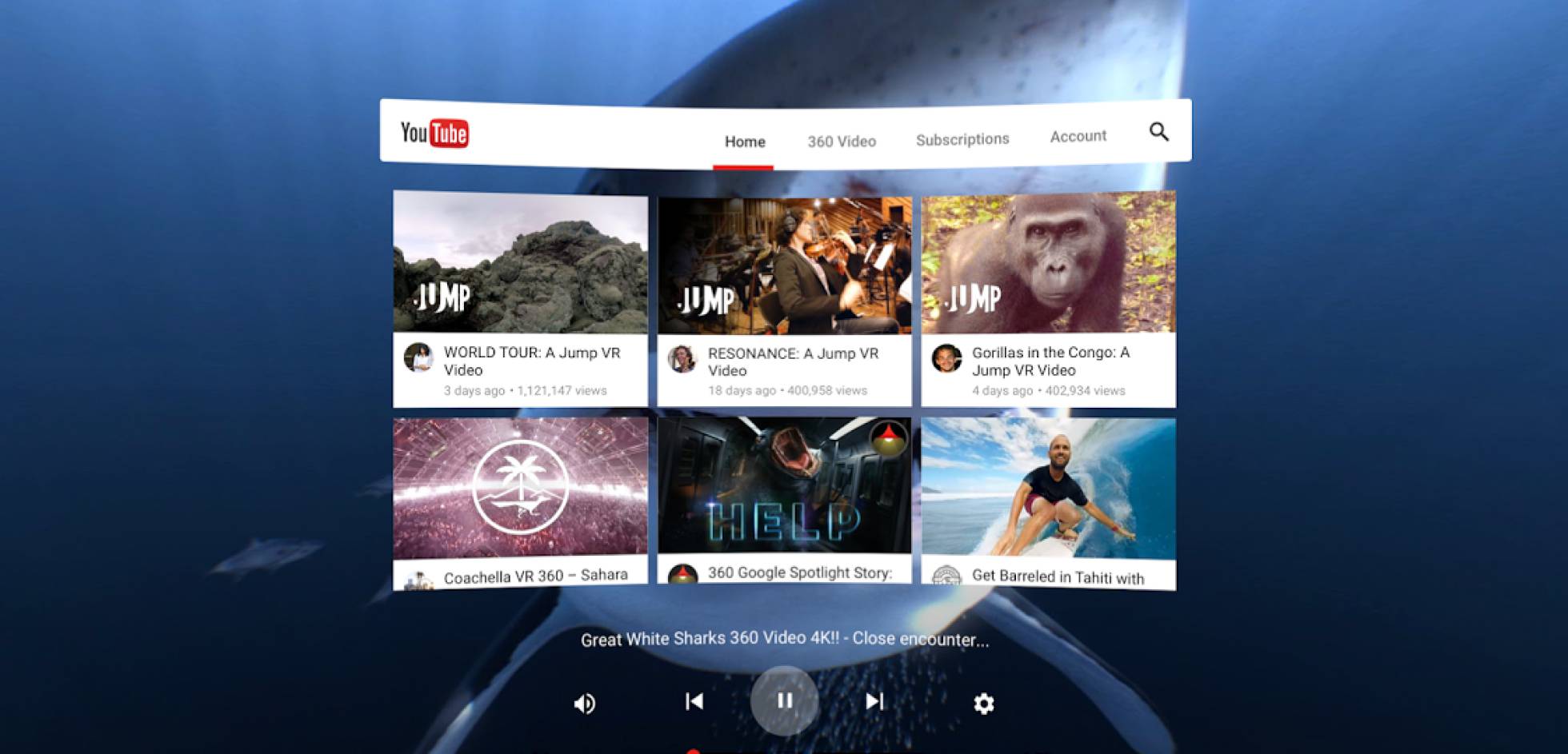Portada de YouTube para contenido en realidad virtual. Portada de YouTube para contenido en realidad virtual.