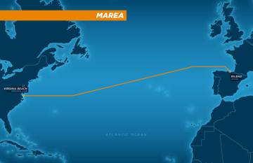 Imagen de los 6.600 kilómetros de conexión que cubrirá el cable Marea.