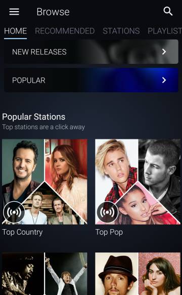 La aplicación para Android con una selección de música.