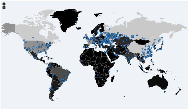 El equipo de investigadores independientes de ciberseguridad Malware Tech ha creado un mapa con los sitios en los que se ha detectado el 'ransomware'.