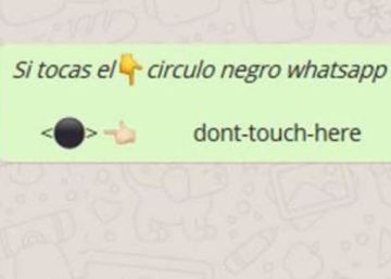 El círculo negro de Whatsapp bloquea la ‘app’ pero no es un virus