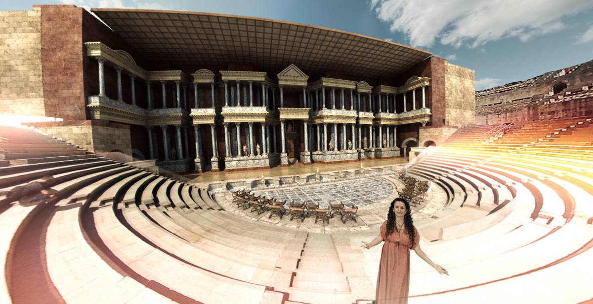 Recreación virtual del Teatro Romano de Mérida.
