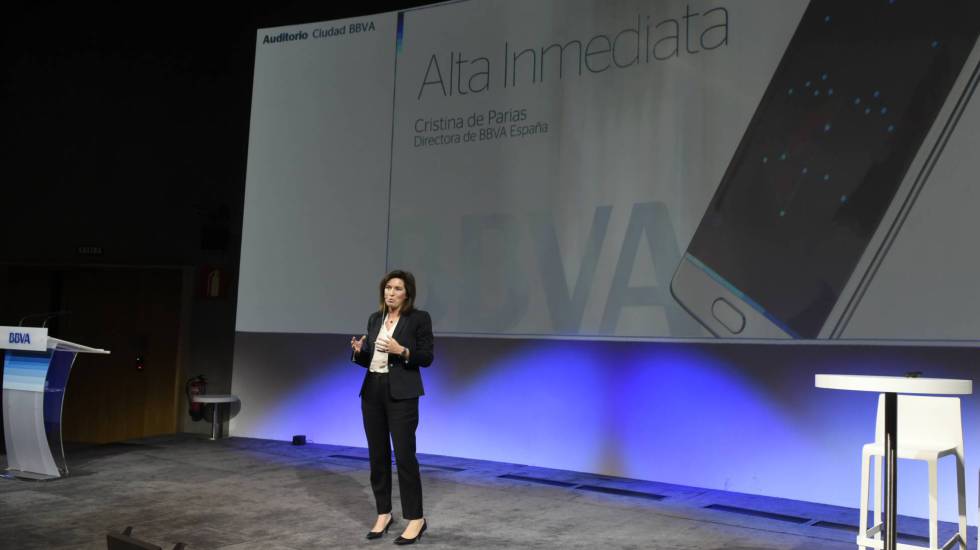 Cristina de Parias, responsable de BBVA España, en la presentación de la aplicación de esta entidad.