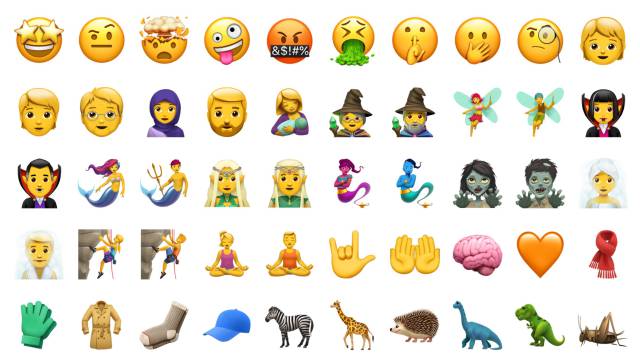 Actualmente existen un total de 3019 emojis, divididos en diez categorías. Las que más tienen son: gente y cuerpo humano (1606), banderas (268), objetos (233) y símbolos (217)