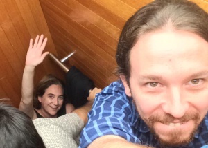 Conspiracy theories abound as Iglesias and Colau get stuck in an elevator