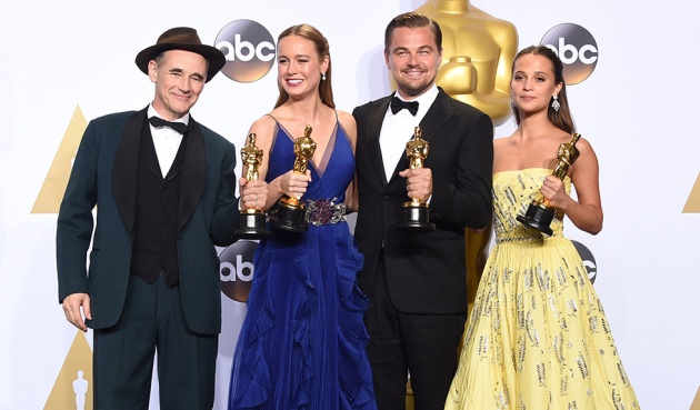 Los actores, Mark Rylance, Brie Larson, Leonardo DiCaprio y Alicia Vikander, ganadores de los Oscar 2016. Jason Merrit / Getty Los actores, Mark Rylance, Brie Larson, Leonardo DiCaprio y Alicia Vikander, ganadores de los Oscar 2016. Jason Merrit / Getty