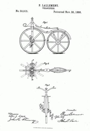 Patente da bicicleta com pedais de Pierre Lallement