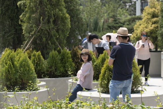 Seul transforma uma via elevada em um original jardim urbano
