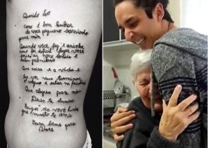 “Como é bom lembrar de você pequeno”: jovem tatua carta da avó com Alzheimer “Como é bom lembrar de você pequeno”: jovem tatua carta da avó com Alzheimer