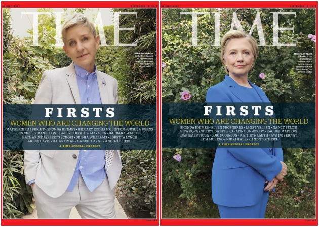 Elle DeGeneres y Hillary Clinton, tras posar para Luisa Dörr. Elle DeGeneres y Hillary Clinton, tras posar para Luisa Dörr.