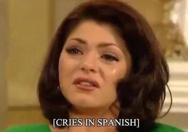 Soraya Montenegro (interpretada por Itatí Cantoral) llora en español, aludiendo al carácter dramático del llanto. Soraya Montenegro (interpretada por Itatí Cantoral) llora en español, aludiendo al carácter dramático del llanto.