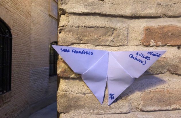Una de las 93 mariposas colocadas en el casco antiguo de Toledo. Una de las 93 mariposas colocadas en el casco antiguo de Toledo.