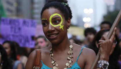 Ativista na manifesta&ccedil;&atilde;o em S&atilde;o Paulo.