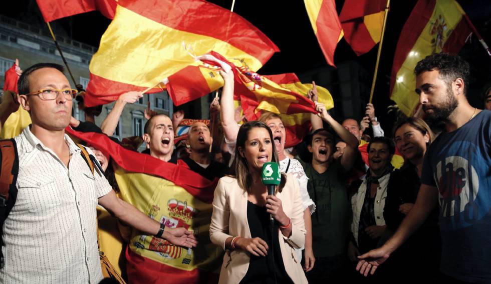 Manifestação no centro de Barcelona