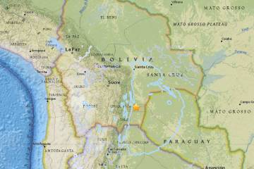 Região do epicentro do terremoto, na Bolívia